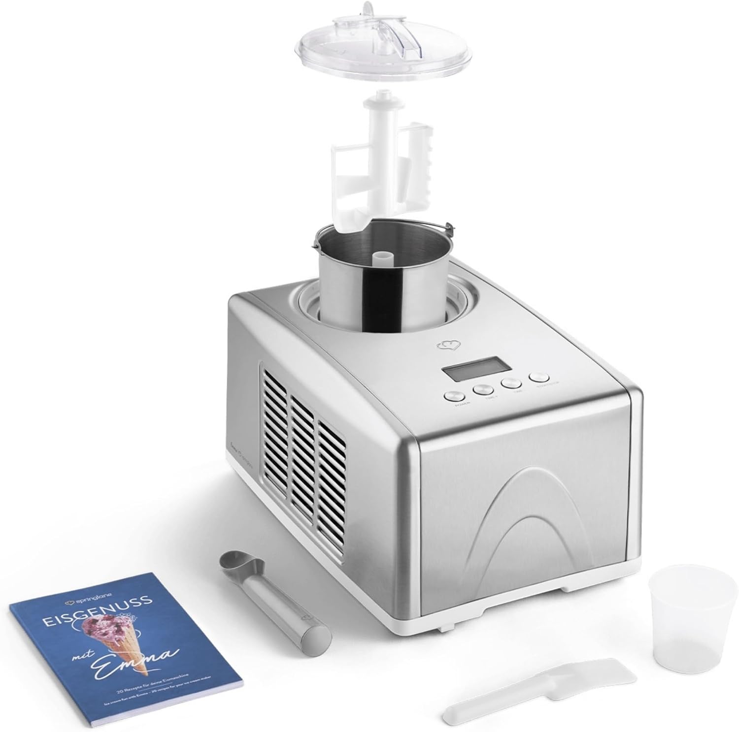 Springlane Emma Eismaschine 1,5 L mit selbstkühlendem Kompressor (150 W)