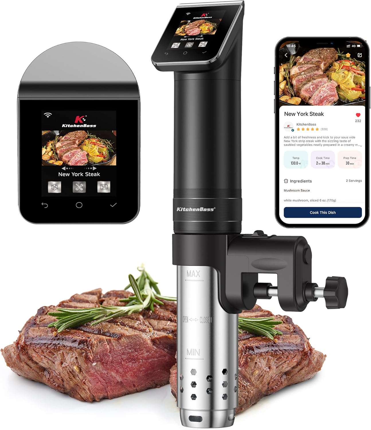 KitchenBoss G330 Sous-Vide Garer Stick mit WLAN & App