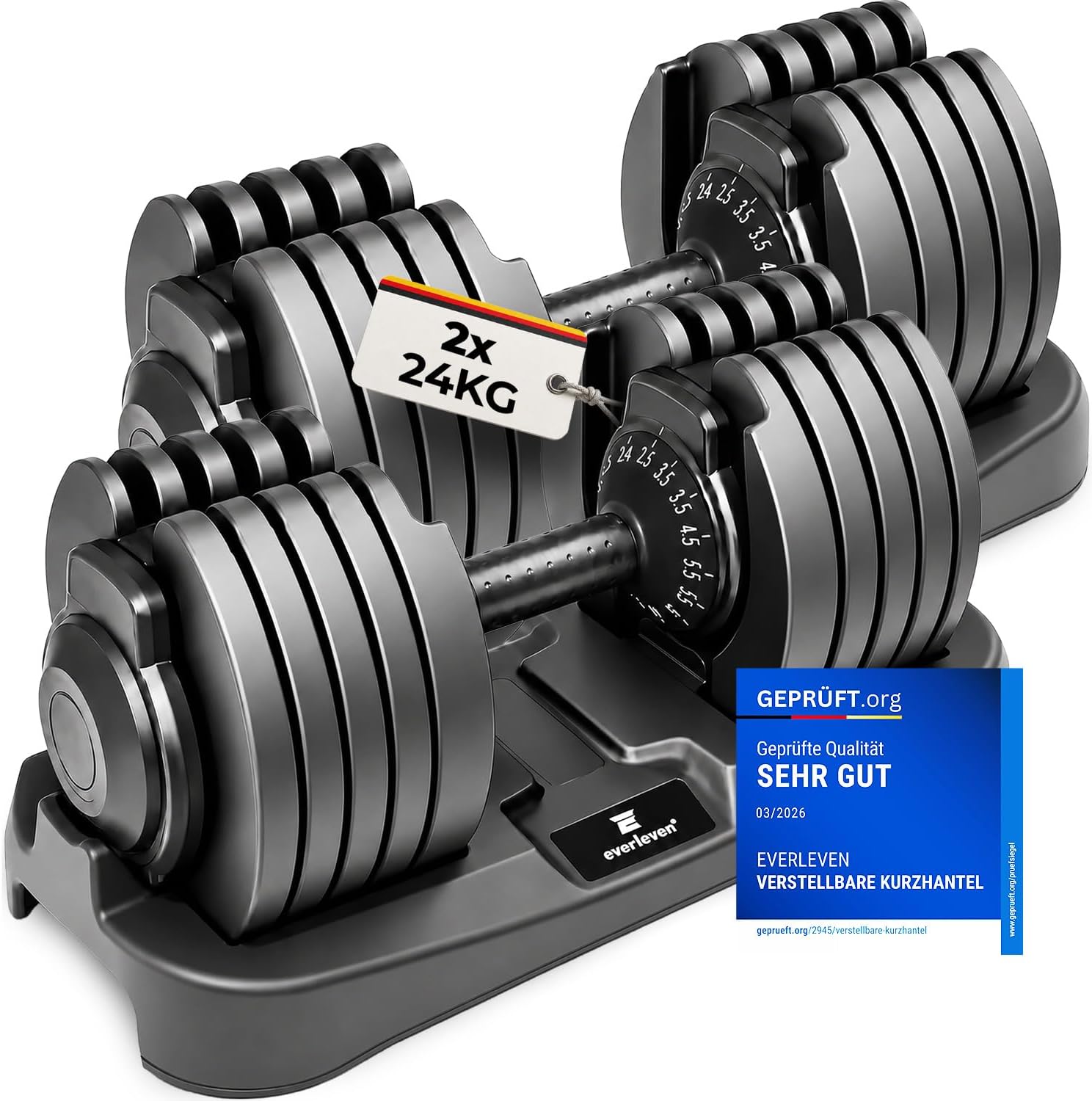 Verstellbares Kurzhantel-Set – 12/18/24/40 kg, 15 Gewichtsstufen